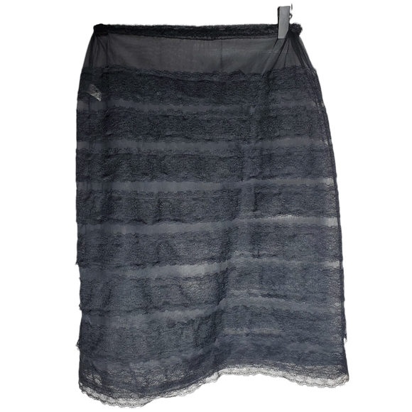 Vintage 50s 60s Van Raalte Half Slip Skirt Sheer Mesh Floral Lace Black XS Small - Picture 2 of 9